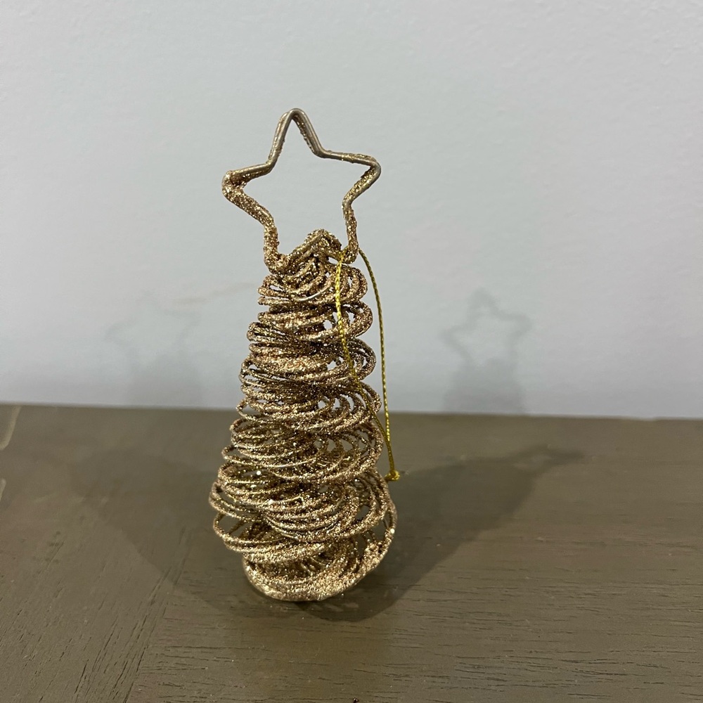 Crate & Barrel Gold Glitter Christmas Tree Ornament